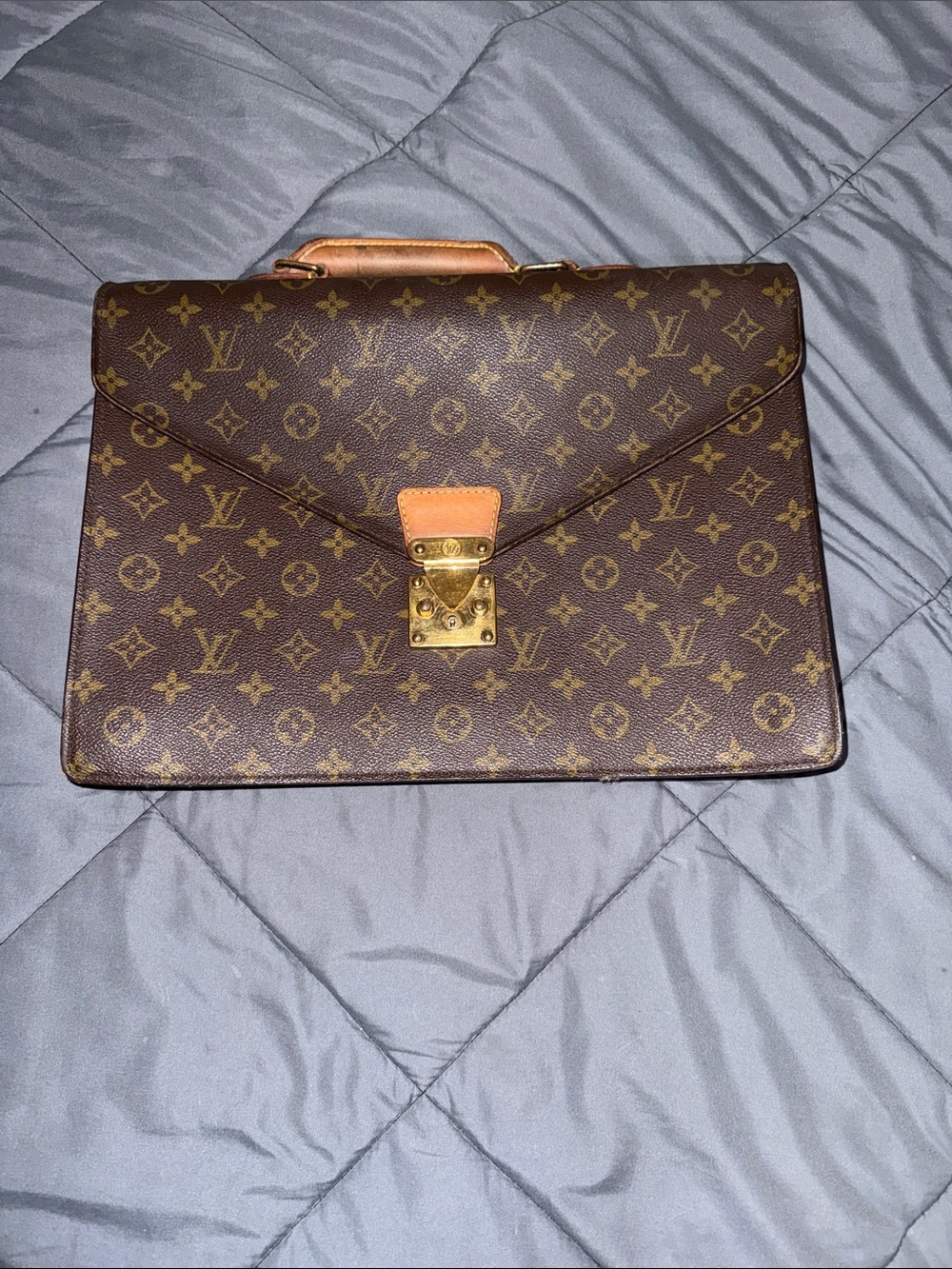 Louis Vuitton Monogram Canvas Briefcase in Brown with Gold Hardware
